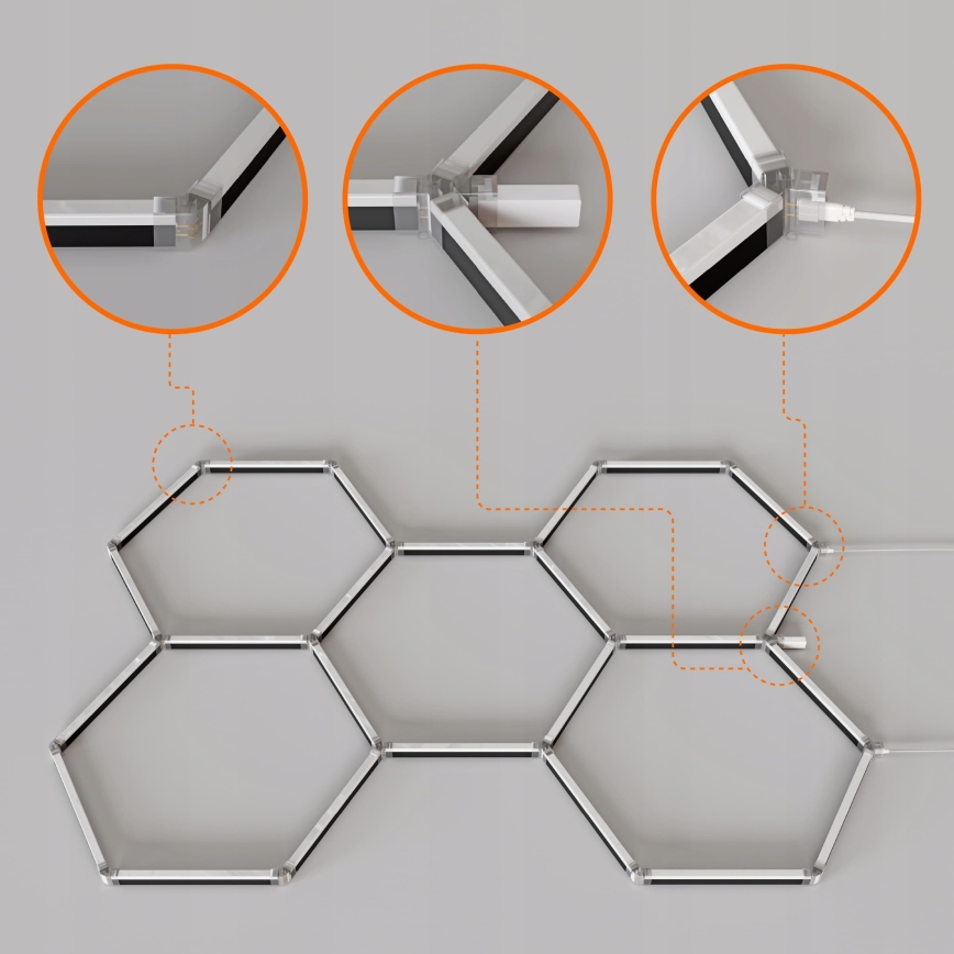 Candeeiro de tecto LED RGBW dimerizável HEXAGON LED/144W/85-265V 7000K 205x142 cm IRC 90 IP54 branco + comando remoto