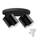 LED RGBW dimerizável spot para casa de banho TURYN 4x GU10/4,8W/230V 3000K IP44 preto + comando remoto
