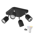 LED RGBW dimerizável spot TOP 4xGU10/6,5W/230V 2700-6500K preto