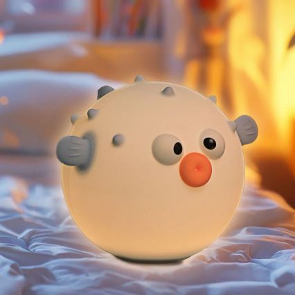 LED RGBW Regulação crianças táctil candeeiro HELI LED/1W/5V USB 1200 mAh peixe azul