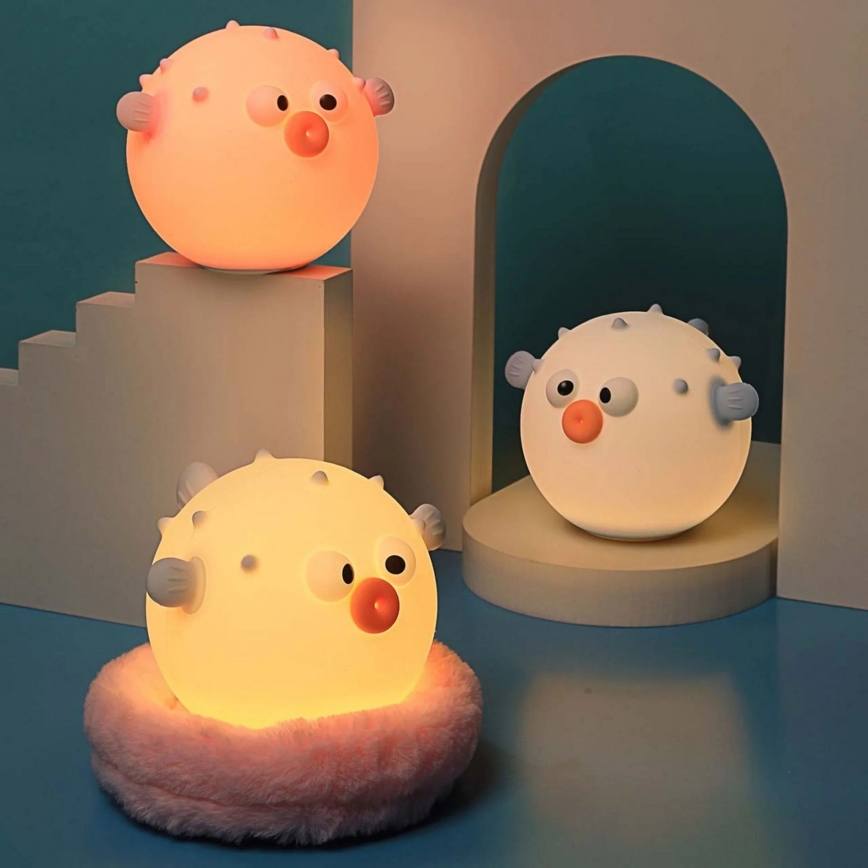 LED RGBW Regulação crianças táctil candeeiro HELI LED/1W/5V USB 1200 mAh peixe azul