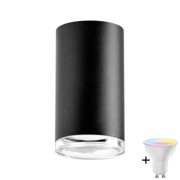 LED RGBW regulável spot para casa de banho TURYN 1xGU10/4,8W/230V 3000K IP44 preto + comando remoto