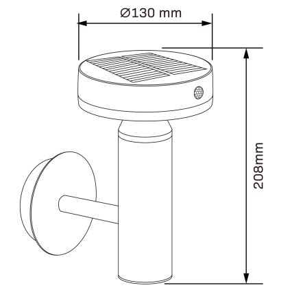 Luminária de Parede Solar LED com Sensor GWINEA LED/4,5W/3,7V 2000 mAh IP44 preta