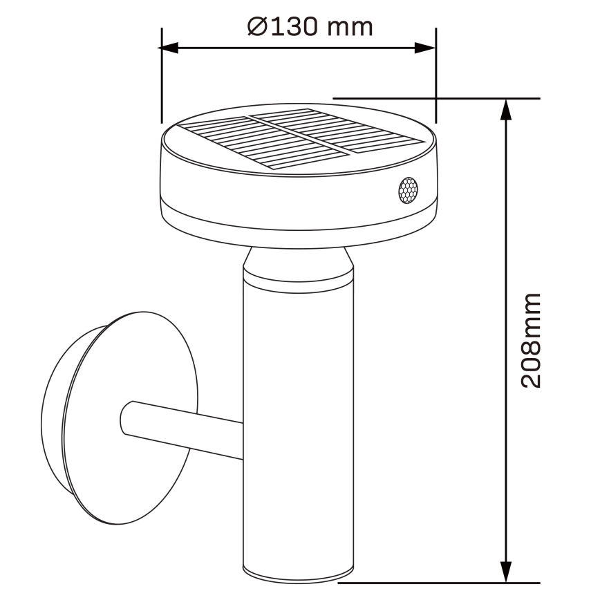 Luminária de Parede Solar LED com Sensor GWINEA LED/4,5W/3,7V 2000 mAh IP44 preta