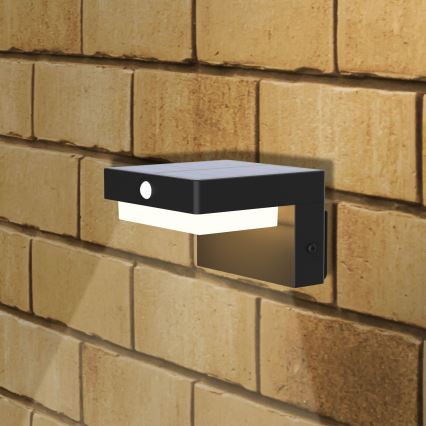 Luminária de parede solar LED com sensor MALI LED/4,5W/3,7V 2000 mAh IP44 preta