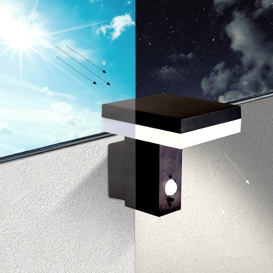 Luminária de parede solar LED com sensor SOLARIS2 LED/5,5W/3,7V 4000K IP44 2600 mAh