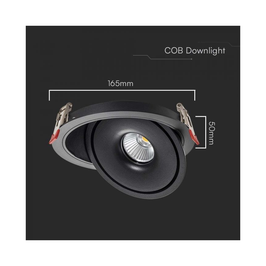 Luminária de embutir LED spot LED/20W/230V 3000/4000/6400K diâmetro 16,5 cm preta