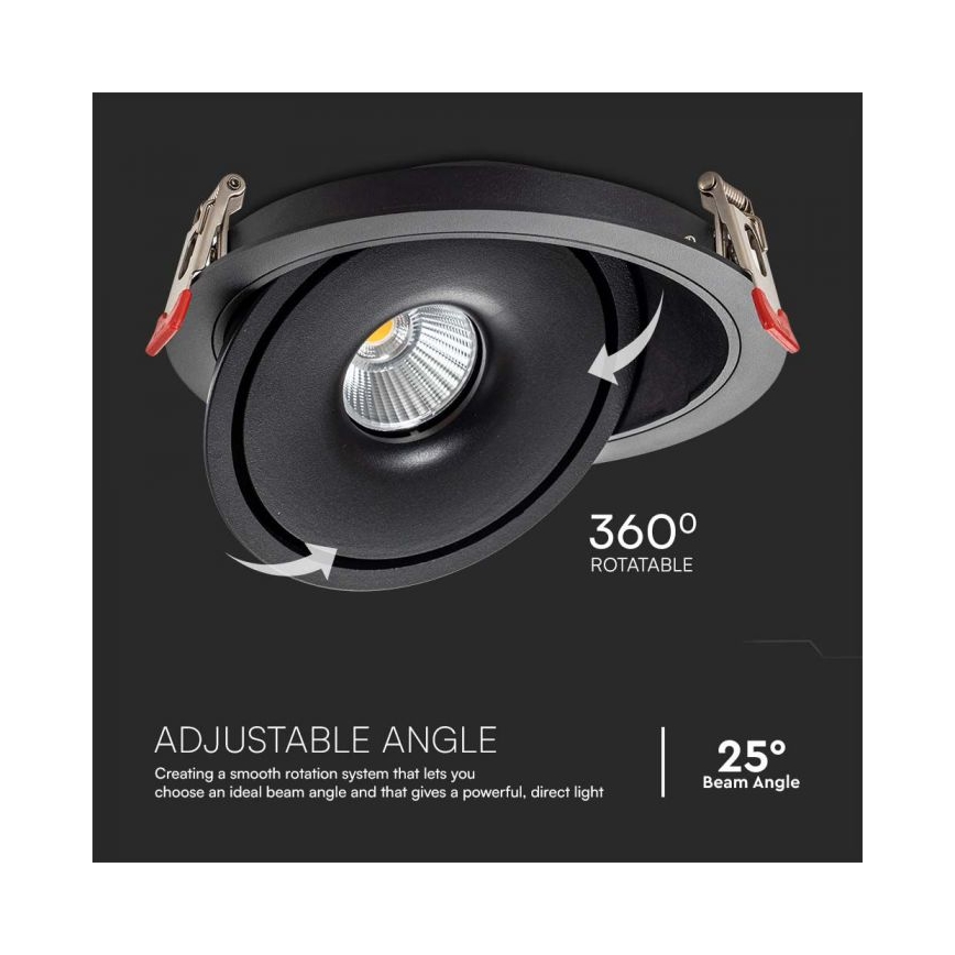 Luminária de embutir LED spot LED/28W/230V 3000/4000/6400K diâmetro 20 cm preta
