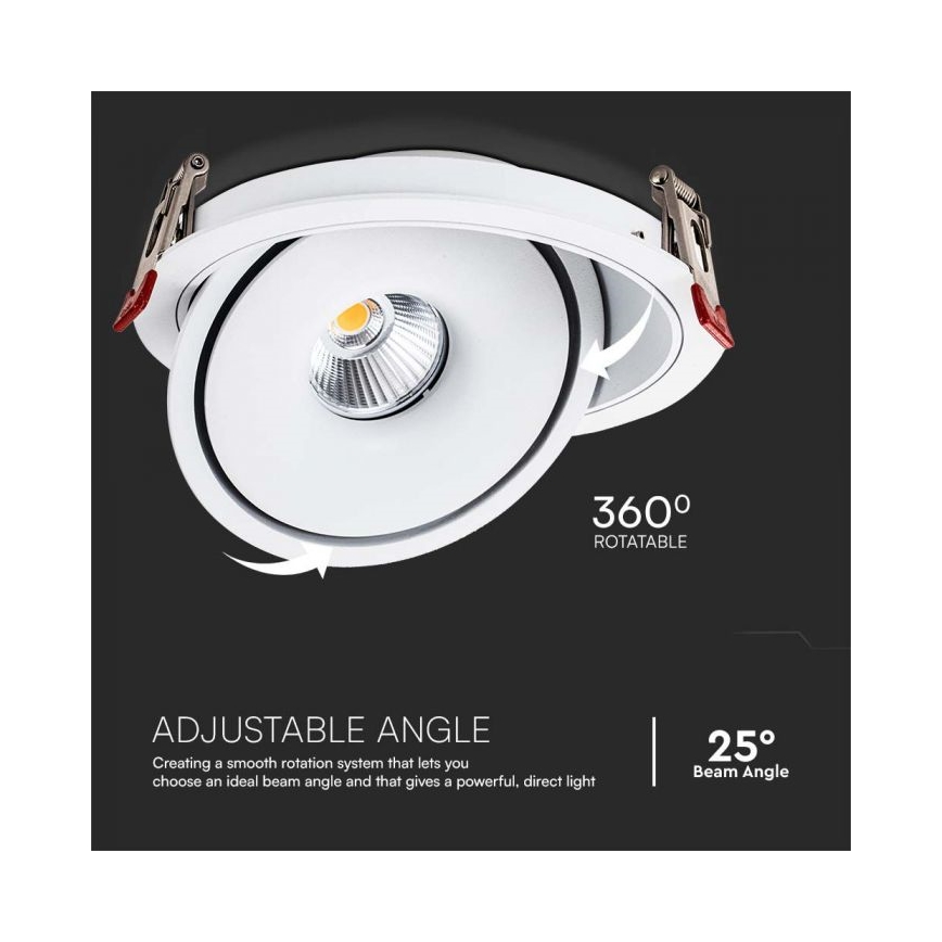 Luminária de embutir LED spot LED/12W/230V 3000/4000/6400K diâmetro 12 cm branca