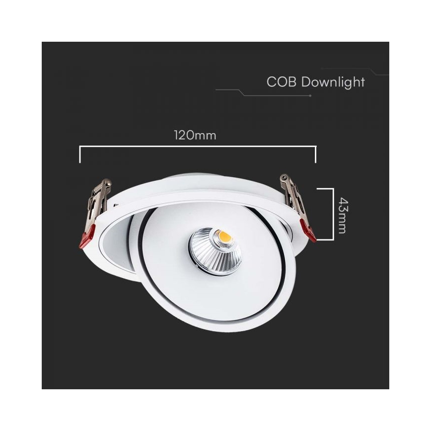 Luminária de embutir LED spot LED/12W/230V 3000/4000/6400K diâmetro 12 cm branca