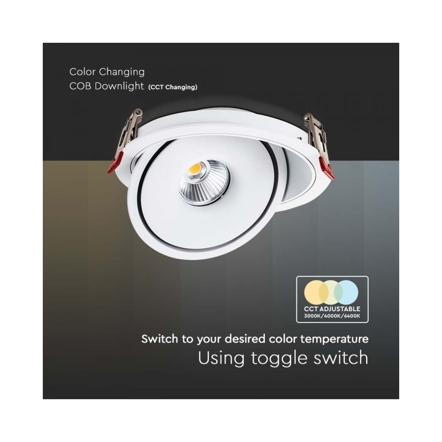 Luminária de embutir LED spot LED/20W/230V 3000/4000/6400K diâmetro 16,5 cm branco