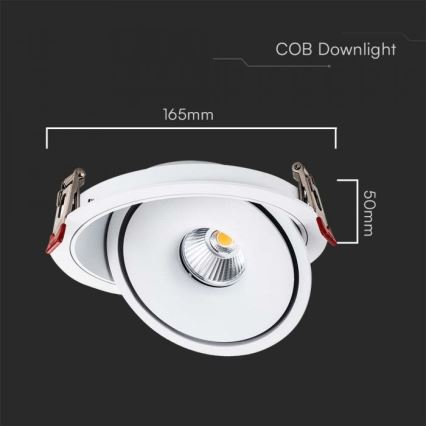 Luminária de embutir LED spot LED/20W/230V 3000/4000/6400K diâmetro 16,5 cm branco