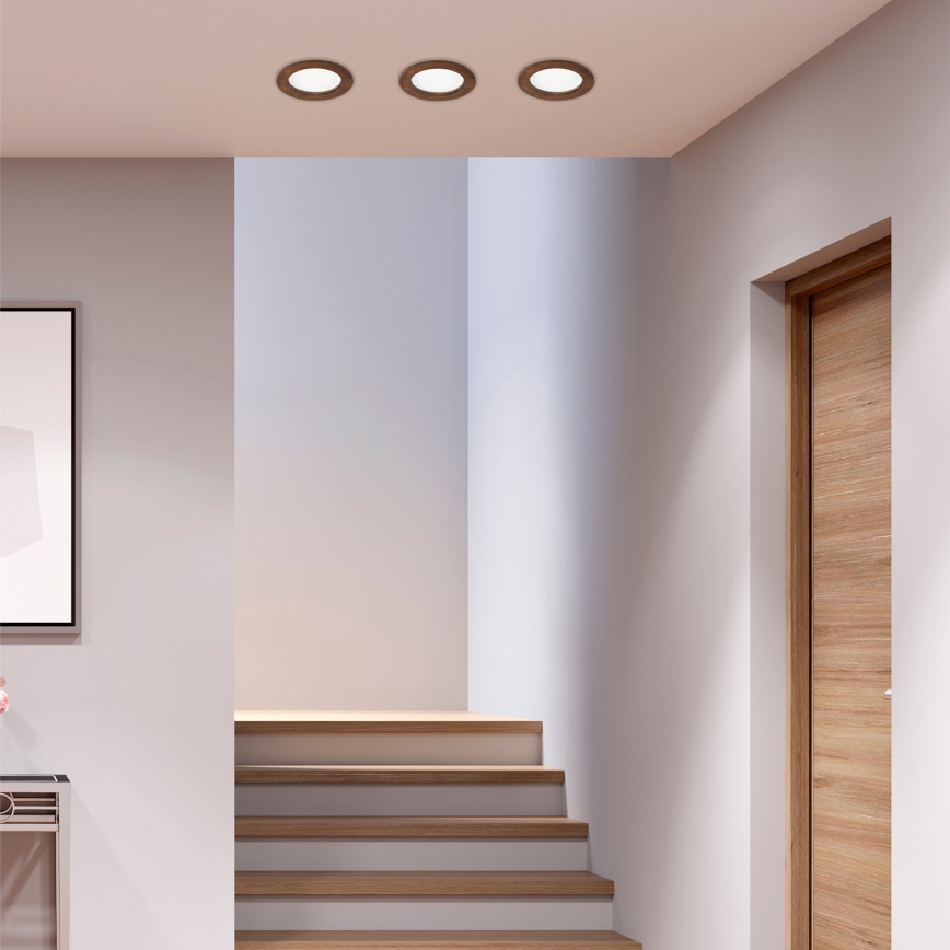 Luminária de embutir LED WOODY SPOT LED/12,5W/230V 4000K cerejeira ? 16 cm