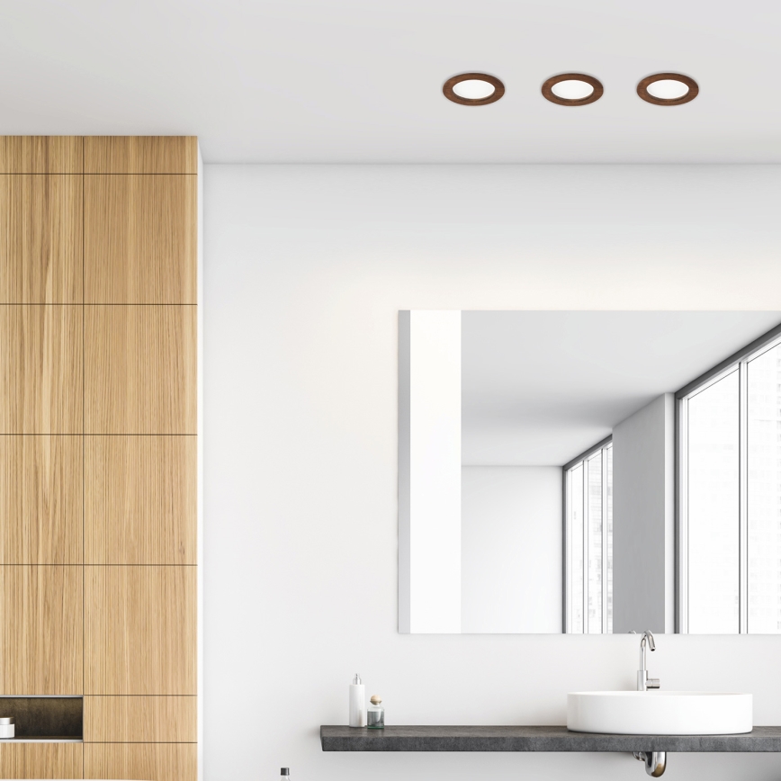 Luminária de embutir LED WOODY SPOT LED/12,5W/230V 4000K cerejeira ? 16 cm