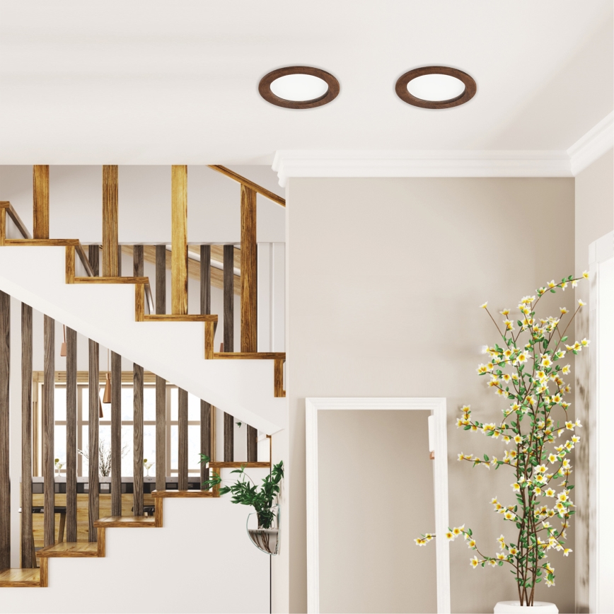 Luminária de embutir LED WOODY SPOT LED/16,5W/230V 4000K cerejeira Ø 18,5 cm