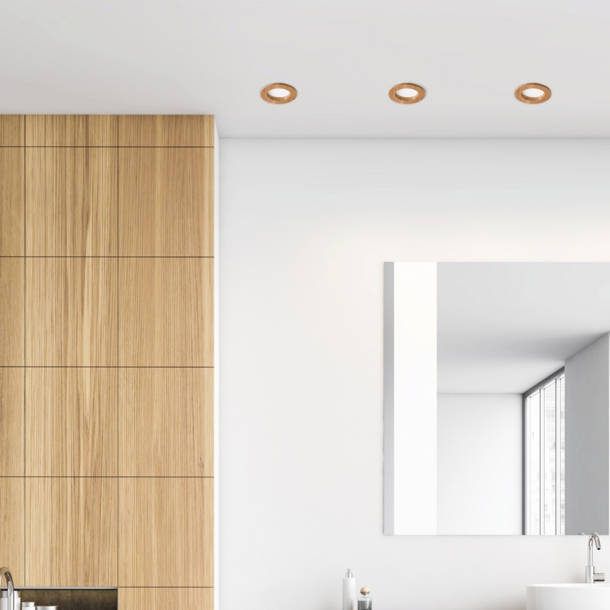 Luminária de embutir LED WOODY SPOT LED/5,5W/230V 4000K carvalho Ø 10 cm