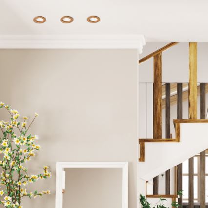 Luminária de embutir LED WOODY SPOT LED/5,5W/230V 4000K carvalho Ø 10 cm