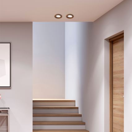 Luminária de embutir LED WOODY SPOT LED/5,5W/230V 4000K cerejeira Ø 10 cm