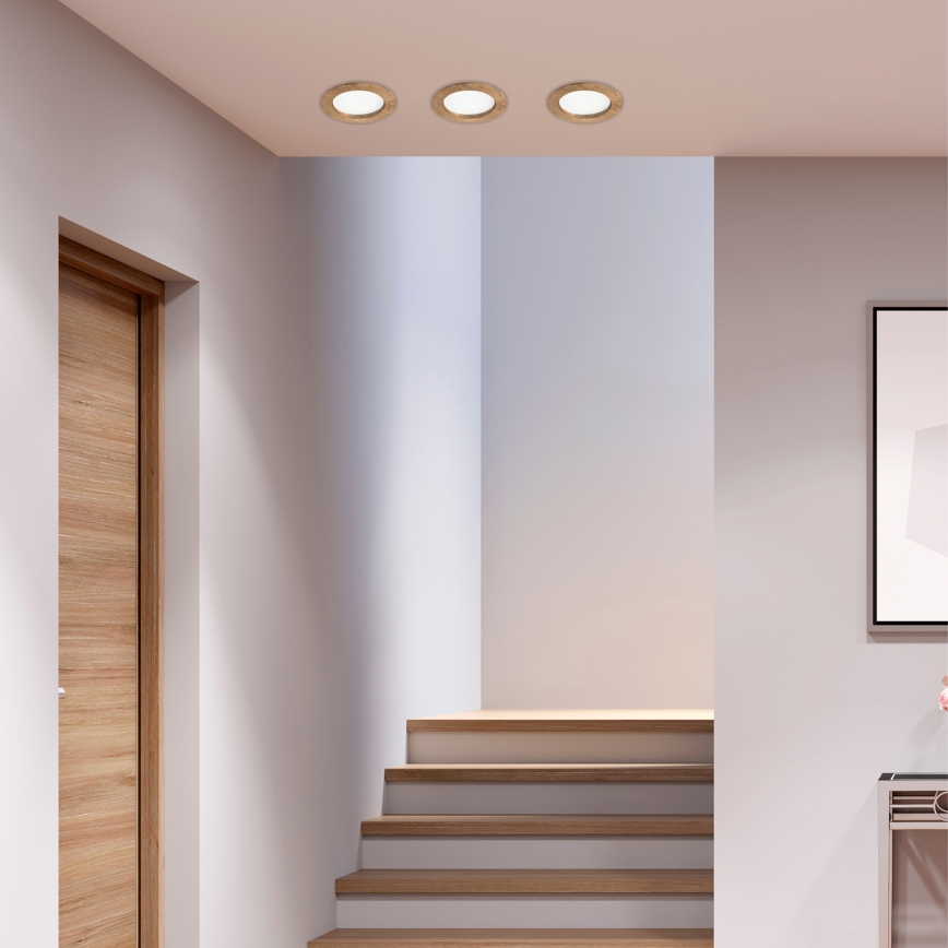 Luminária de embutir LED WOODY SPOT LED/12,5W/230V 3000K nogueira Ø 16 cm