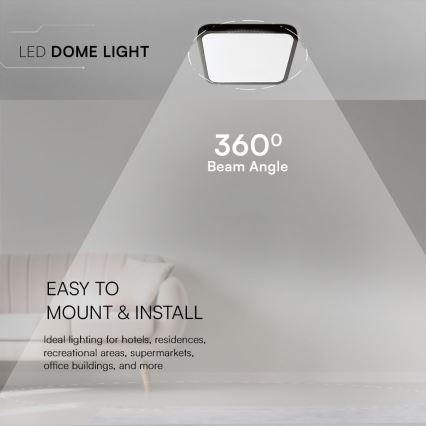 Luminária de teto LED para banheiro SAMSUNG CHIP LED/24W/230V IP44 6500K 29x29 cm preta