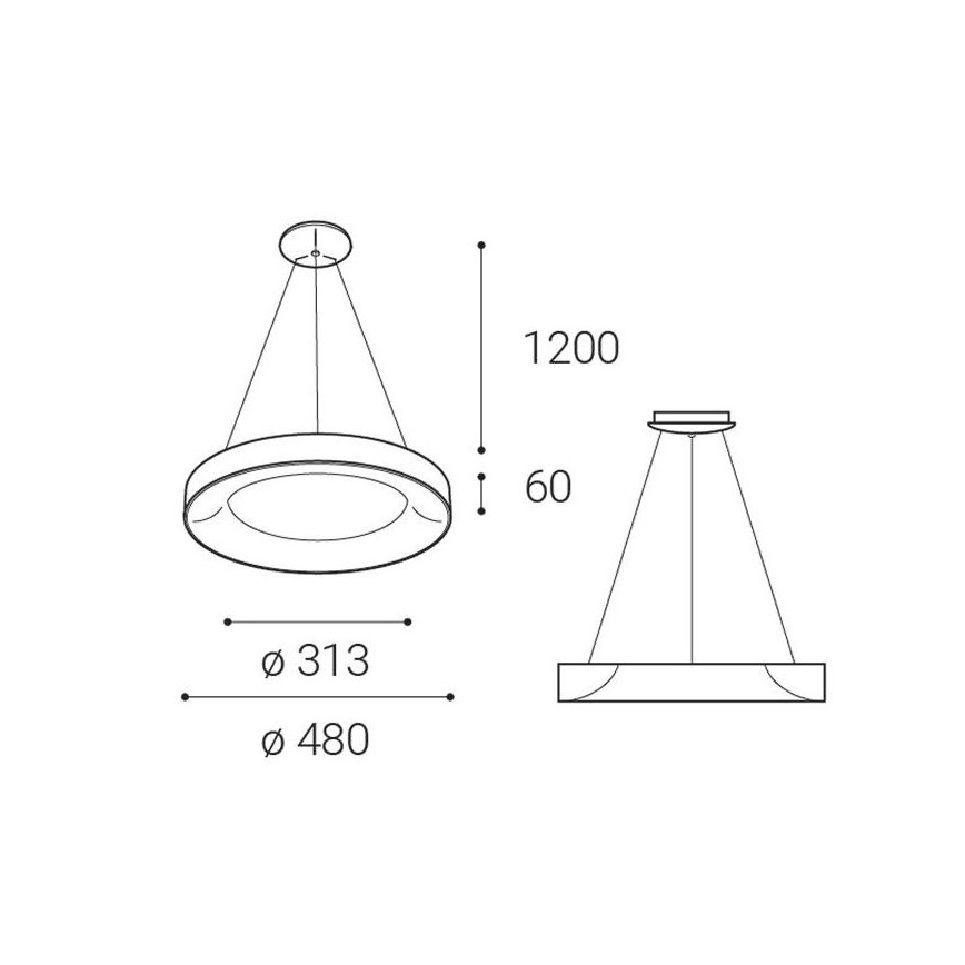 LED2 - Candelabro suspenso LED BELLA LED/40W/230V 3000/4000K preto