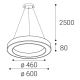 LED2 - Candelabro suspenso LED com regulação SATURN LED/50W/230V 3000K/4000K branco