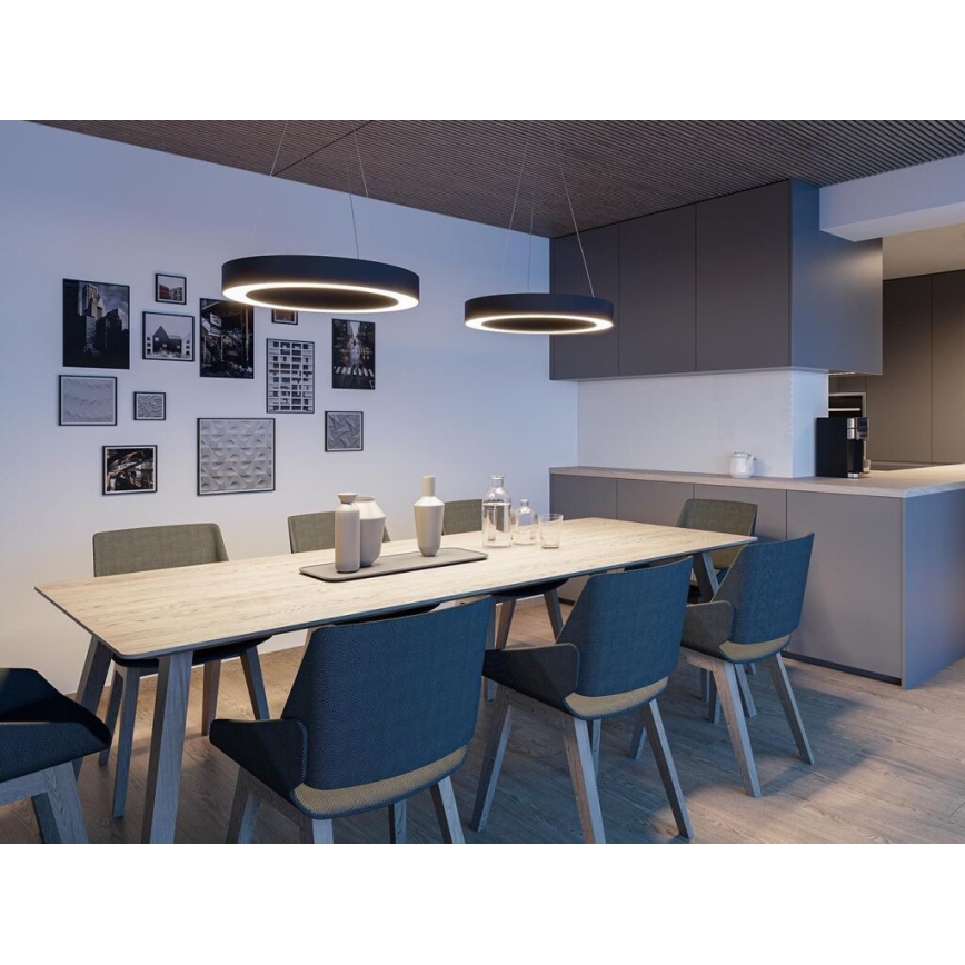 LED2 - Candelabro suspenso LED com regulação SATURN LED/60W/230V 3000K/4000K preto