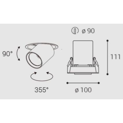 LED2 - LED Foco embutido HIDE LED/20W/230V CRI 90 branco
