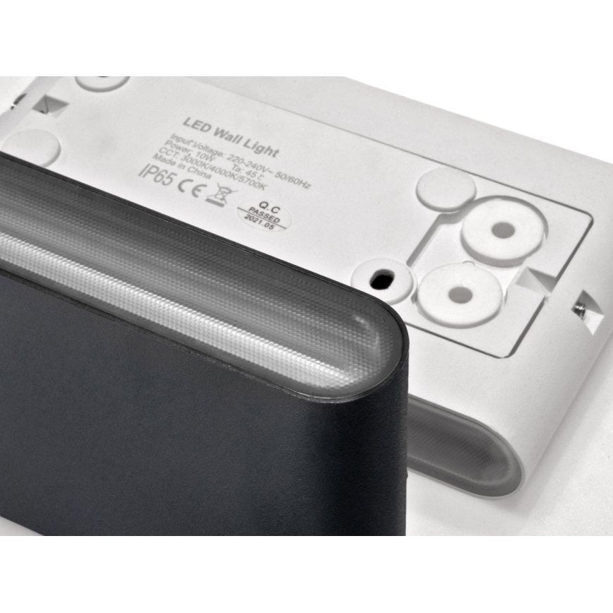 LED2 - Luminária de parede exterior LED FLAT 2xLED/5W/230V IP65 3000K/4000K/5700K preta