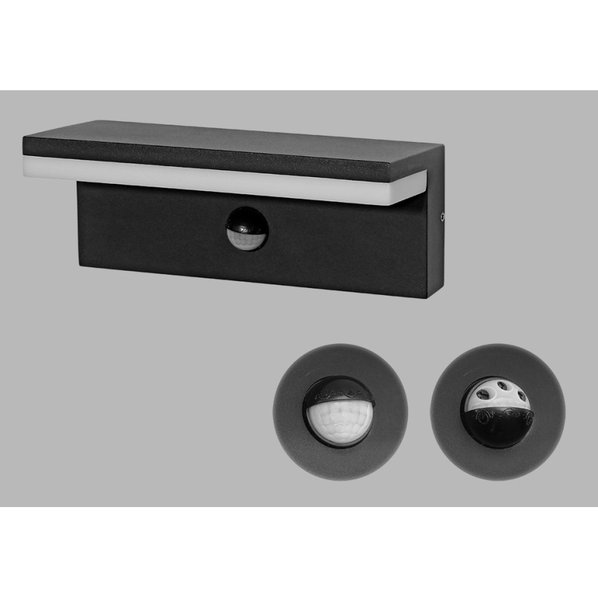 LED2 - Luminária de parede exterior LED com sensor HUGO LED/9W/230V IP54 3000K/4000K