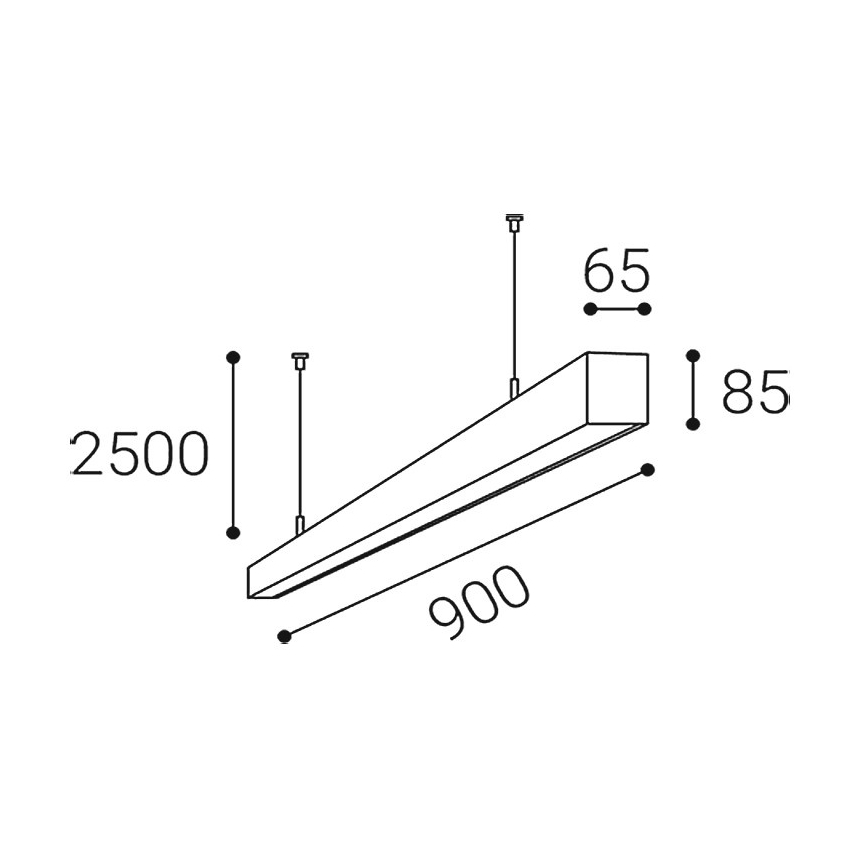 LED2 - Lustre LED suspenso por cabo LINO LED/24W/230V 3000K/3500K/4000K 90 cm preto