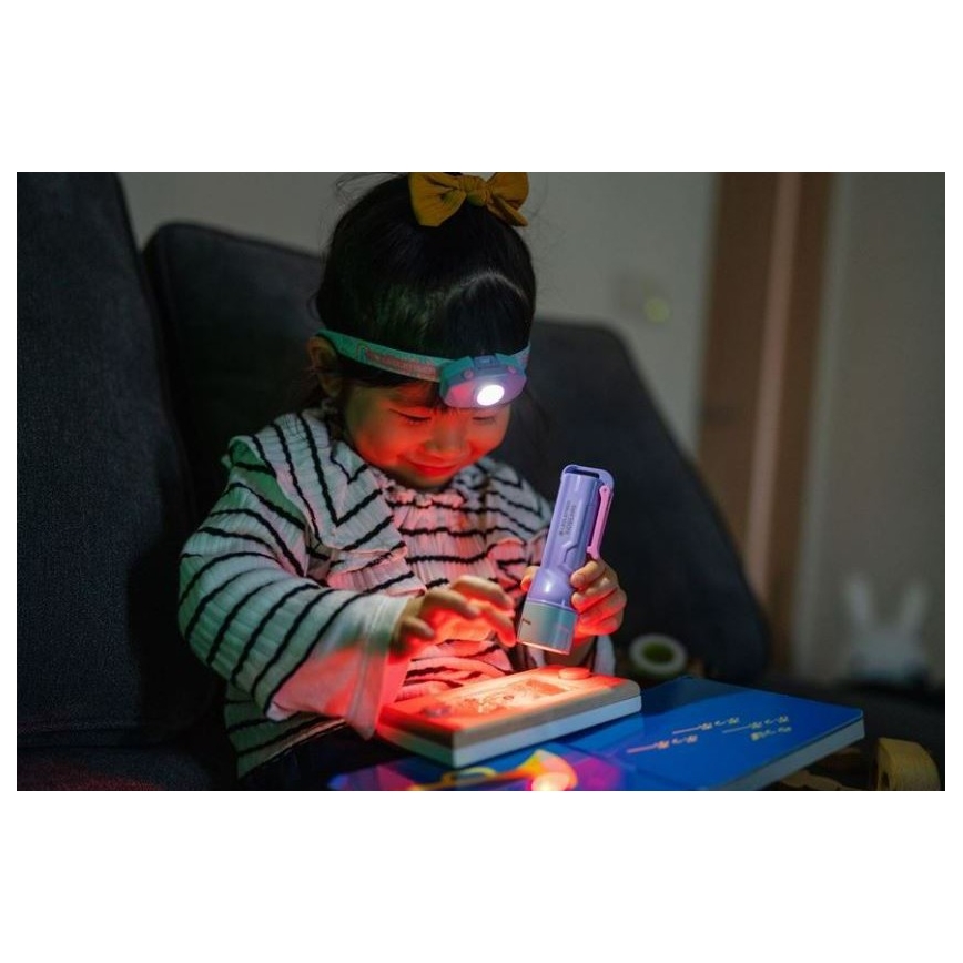 Ledlenser KIDBEAM4 RAINBOW - Lanterna infantil regulável LED/2xAAA IP44 roxa