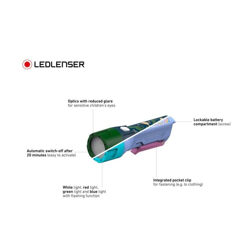 Ledlenser KIDBEAM4 RAINBOW - Lanterna infantil regulável LED/2xAAA IP44 roxa