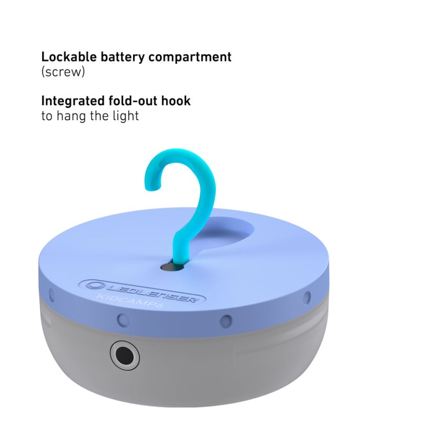 Ledlenser KIDCAMP6 RAINBOW - Lâmpada portátil LED dimerizável, 3xAAA, IP44, azul