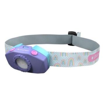 Ledlenser KIDLED2 RAINBOW - Lanterna frontal infantil LED regulável LED/1xAAA IPX4 40 lm 20h roxa