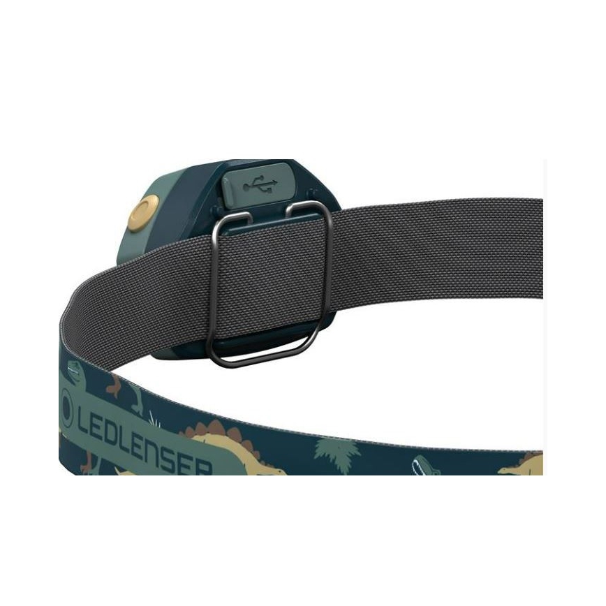 Ledlenser KIDLED4R DINO - Lanterna frontal infantil recarregável com LED e intensidade regulável LED/280 mAh IPX4 40 lm 18 h verde