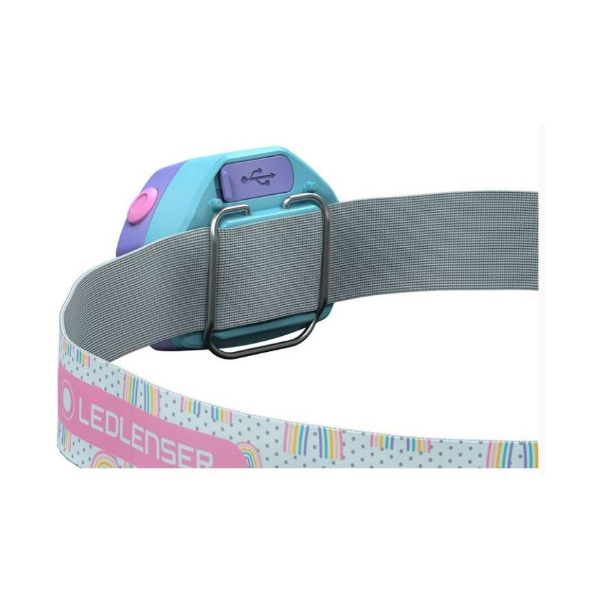 Ledlenser KIDLED4R RAINBOW - Lanterna frontal infantil recarregável com LED regulável, 280 mAh, IPX4, 40 lm, 18 h, roxa