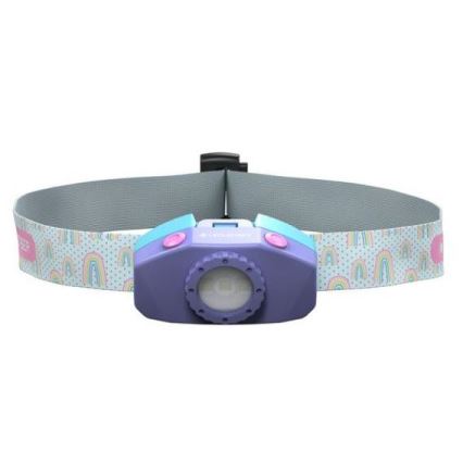 Ledlenser KIDLED4R RAINBOW - Lanterna frontal infantil recarregável com LED regulável, 280 mAh, IPX4, 40 lm, 18 h, roxa