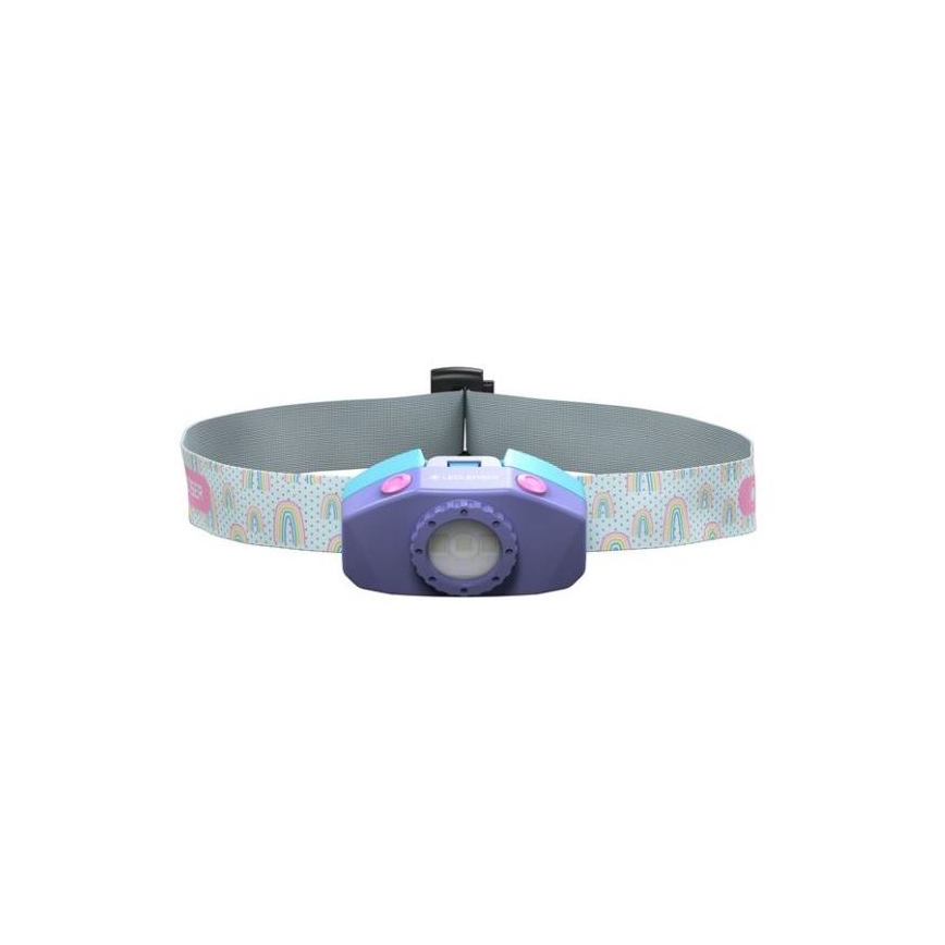 Ledlenser KIDLED4R RAINBOW - Lanterna frontal infantil recarregável com LED regulável, 280 mAh, IPX4, 40 lm, 18 h, roxa