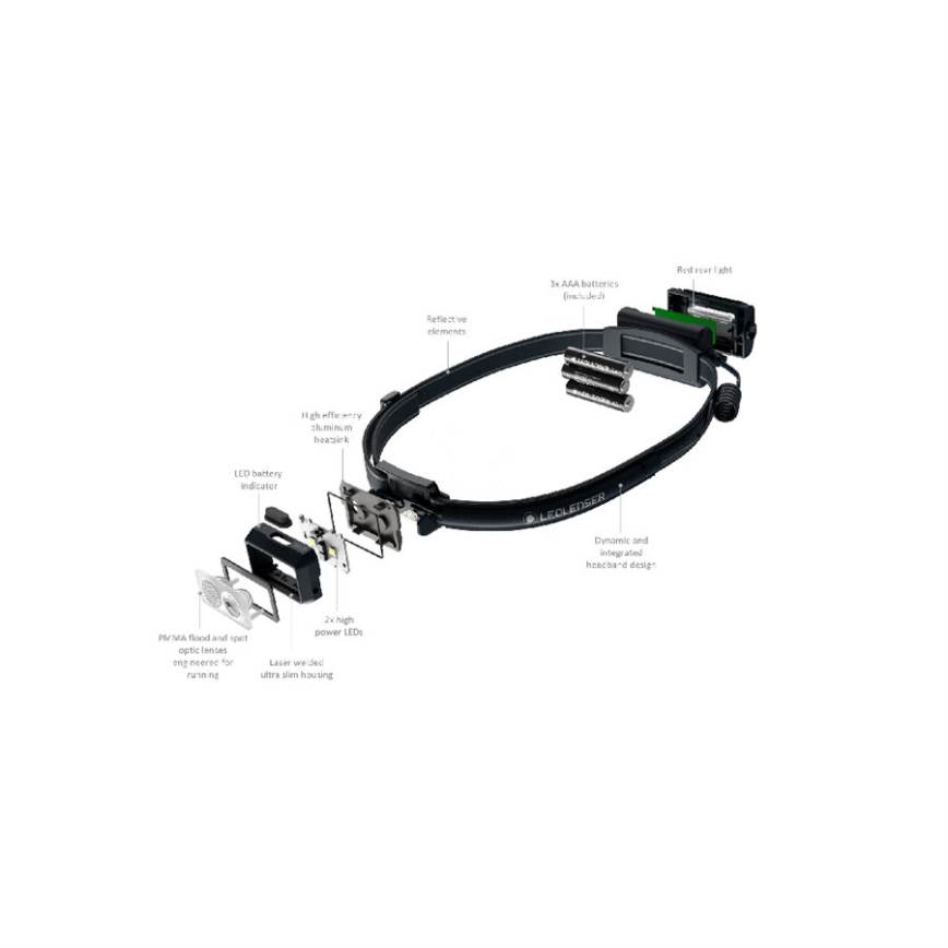 Ledlenser NEO3 - Lanterna frontal LED regulável LED/3xAAA IP54 400 lm 20 h preta