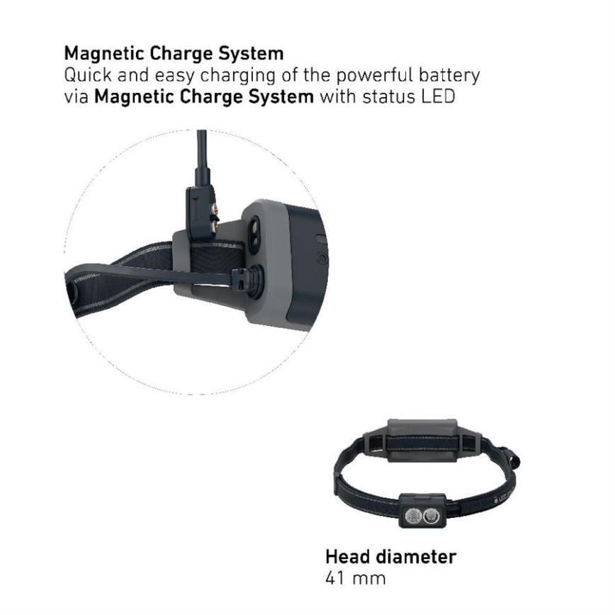 Ledlenser NEO5R - Lanterna frontal recarregável LED com regulação de intensidade, 1800 mAh, IP54, 600 lm, 35 h, preto/branco