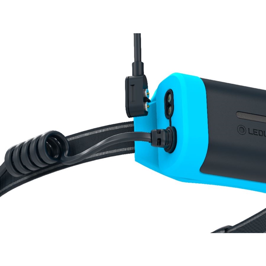 Ledlenser NEO9R - Lanterna frontal recarregável LED regulável LED/5000 mAh IP54 1200 lm 120h preta/azul