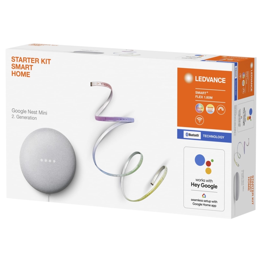 Ledvance - Altifalante infeligente Google Nest Mini + tira LED 1,8m SMART+ LED/10W/230V