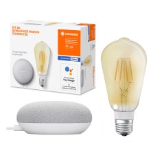 Ledvance - Altifalante inteligente Google Nest Mini + Lâmpada LED com regulação SMART+ E27/5,5W/230V