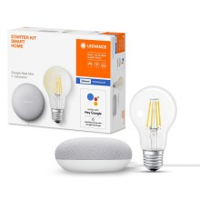 Ledvance - Altifalante inteligente Google Nest Mini Wi-Fi + Lâmpada LED com regulação SMART+ E27/6,5W/230V