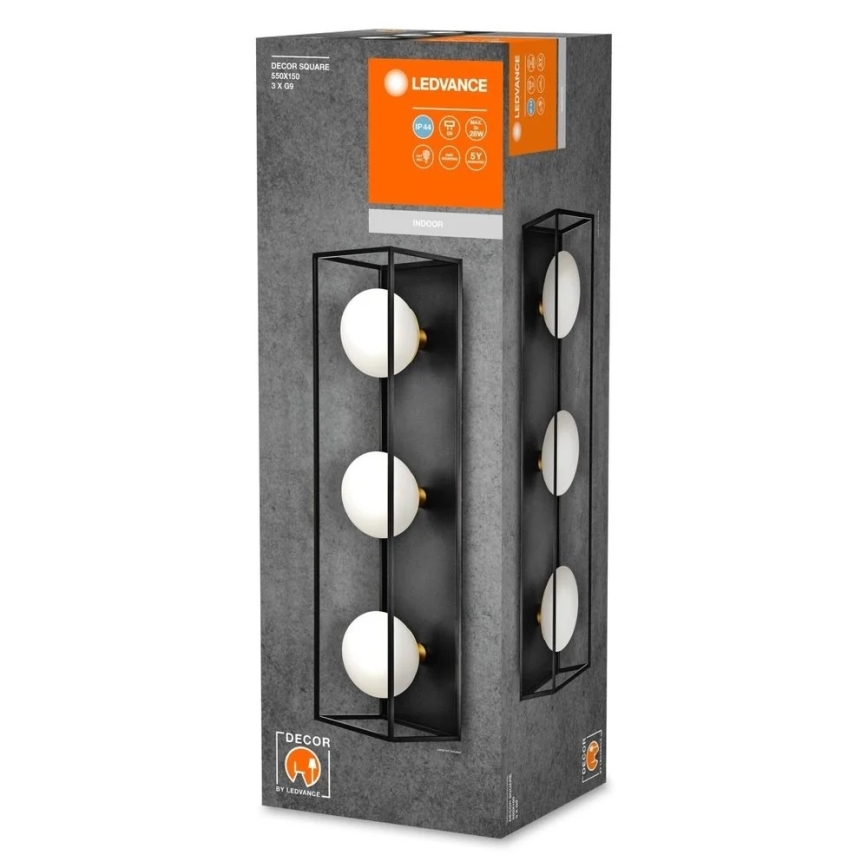 Ledvance - Aplique de parede exterior DECOR SQUARE 3xG9/28W/230V IP44