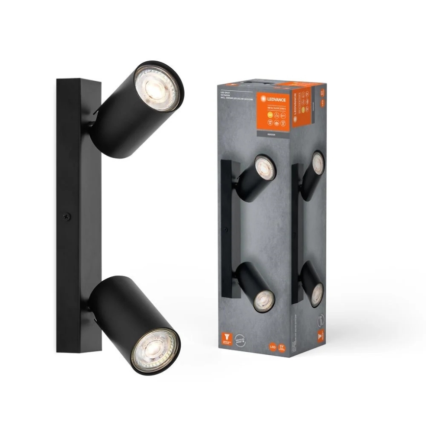 Ledvance - Aplique de parede LED direcional OCTAGON 2xGU10/3,4W/230V 2700K preto