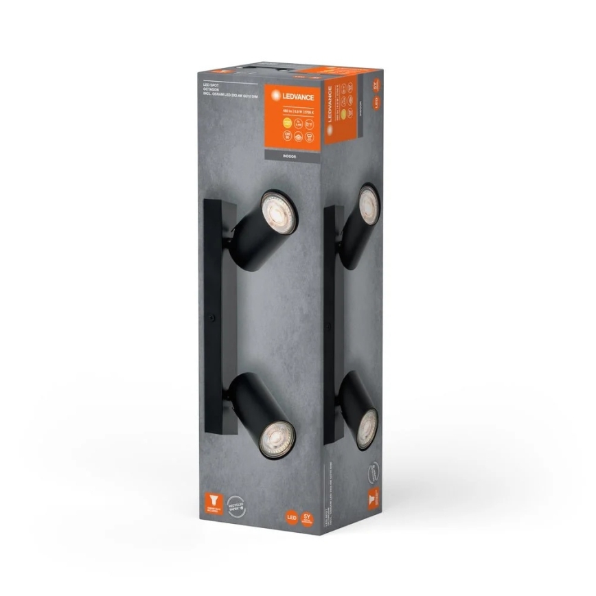 Ledvance - Aplique de parede LED direcional OCTAGON 2xGU10/3,4W/230V 2700K preto