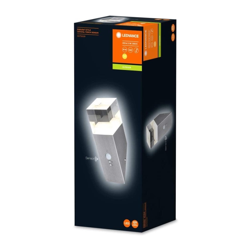 Ledvance - Aplique de parede LED para exterior com sensor CRYSTAL LED/5W/230V IP44