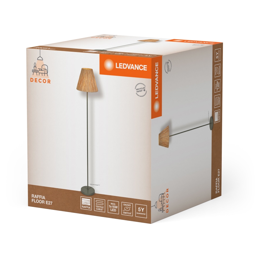 Ledvance - Candeeiro de chão DECOR RAFFIA 1xE27/15W/230V bastão de ráfia
